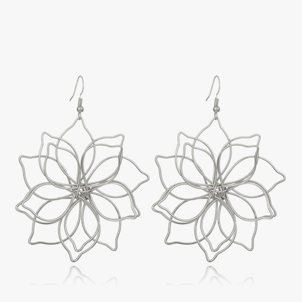 Elegant Silver Floral Earrings